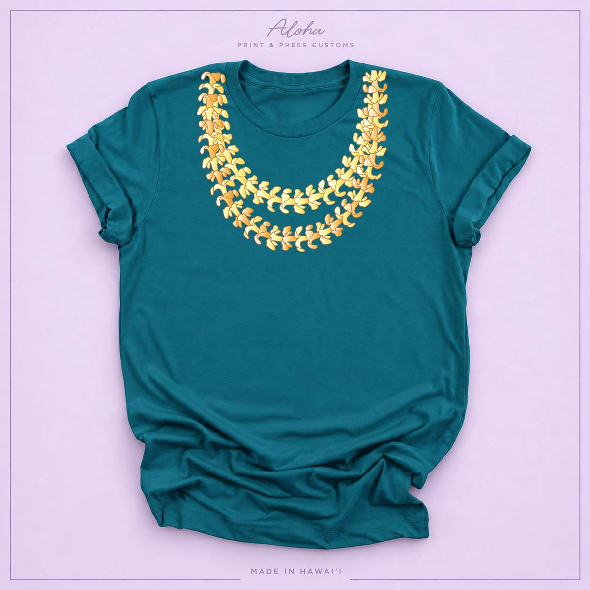 Double Puakenikeni lei T-shirt in teal