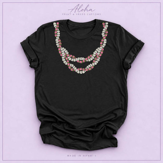Black Lokelani Pikake Lei Shirt – Hawaiian Floral Lei T-Shirt