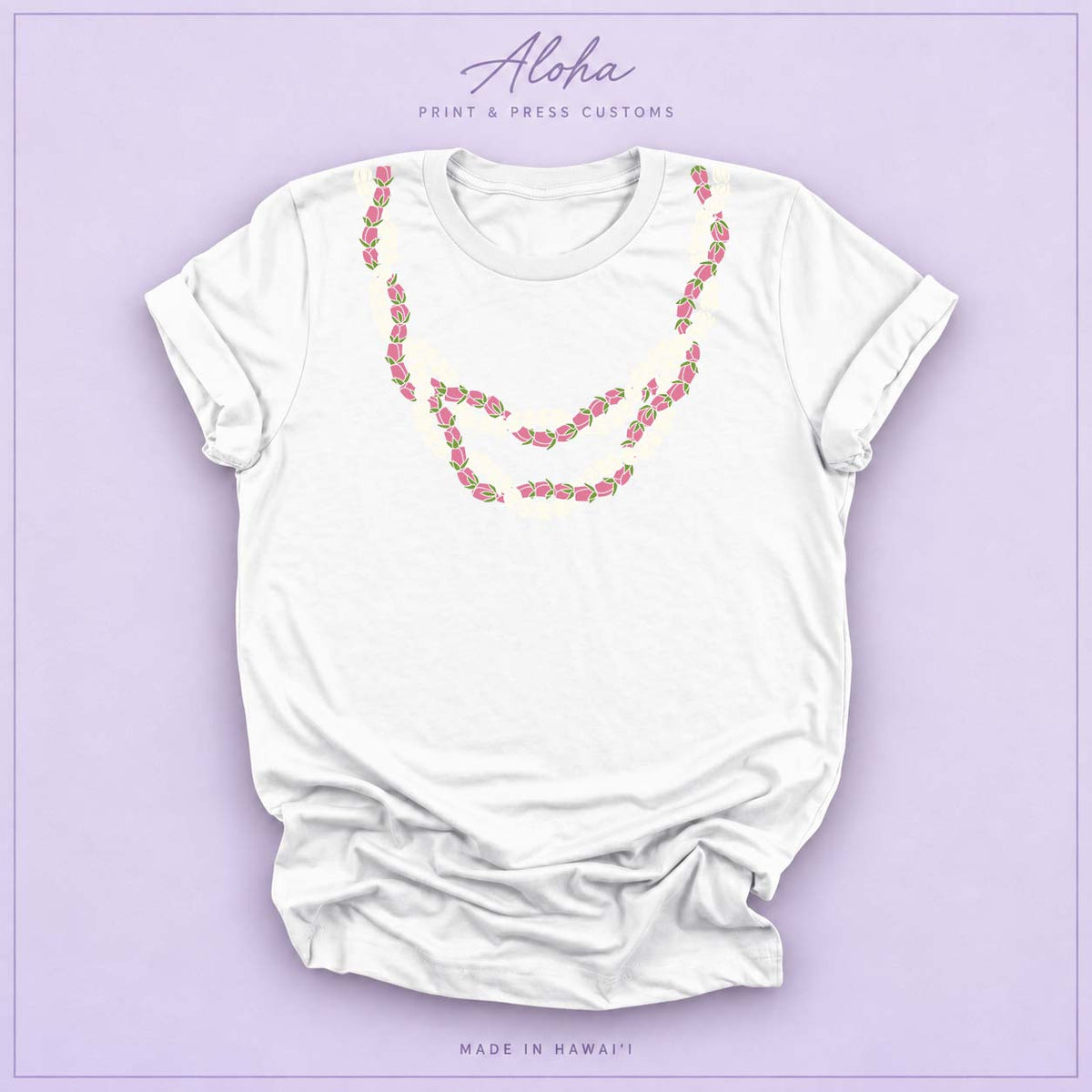 White Lokelani Pikake Lei Shirt – Hawaiian Floral Lei T-Shirt