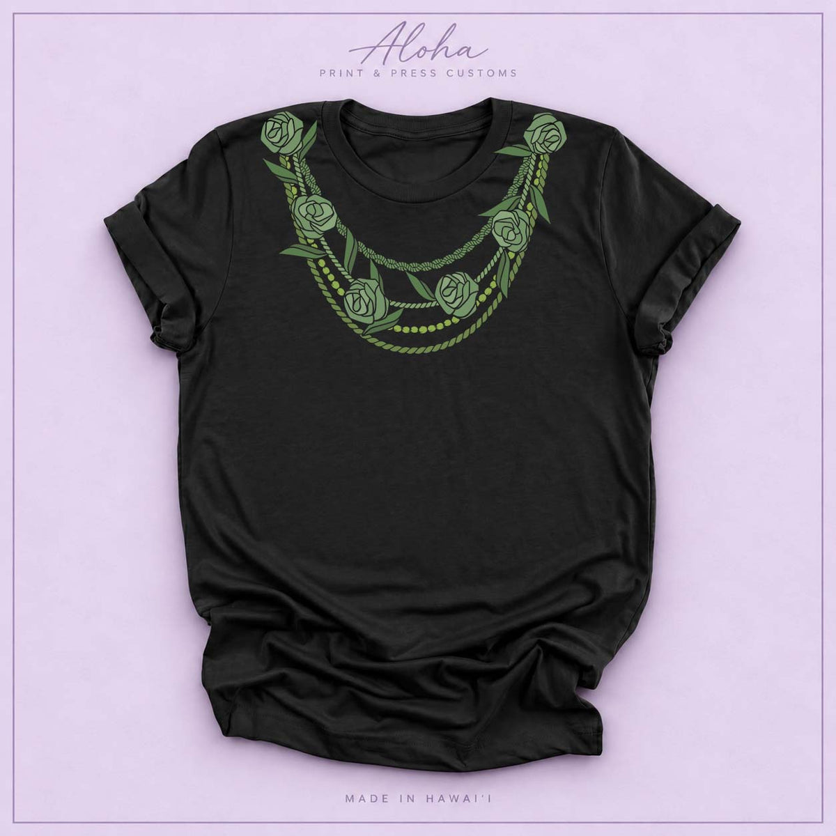 Black Maile Lei Necklace Shirt – Hawaiian Lei Graphic Tee