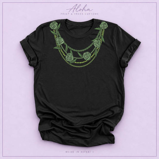 Black Maile Lei Necklace Shirt – Hawaiian Lei Graphic Tee