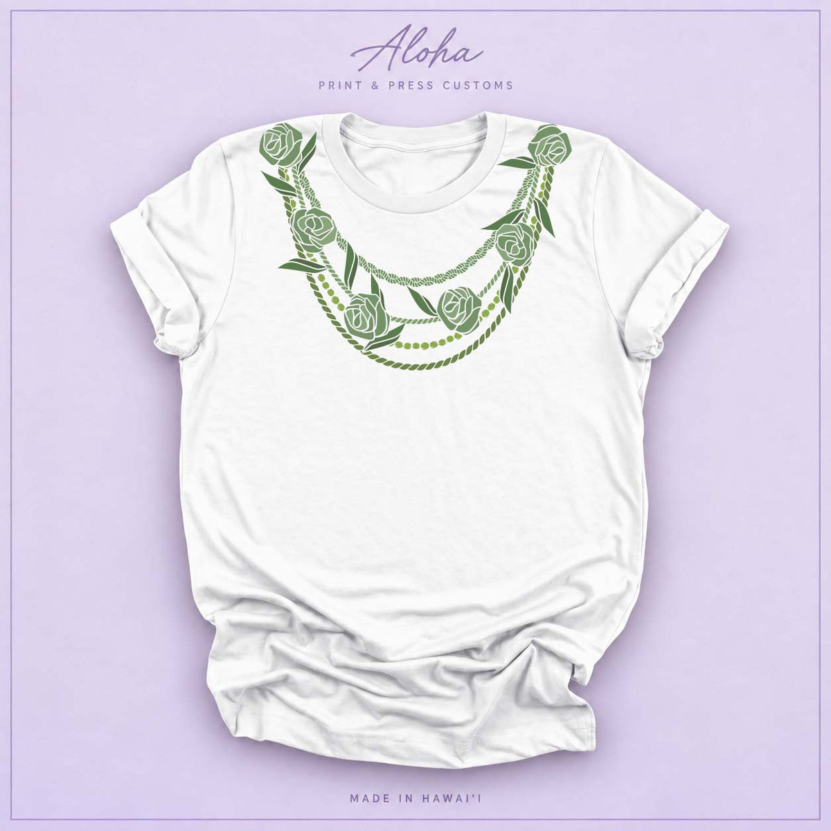 White Maile Lei Necklace Shirt – Hawaiian Lei Graphic Tee