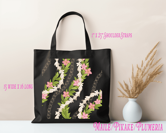Maile, Pikake & Plumeria Tote Bag – Hawaiian Lei Floral - Imagine With Aloha