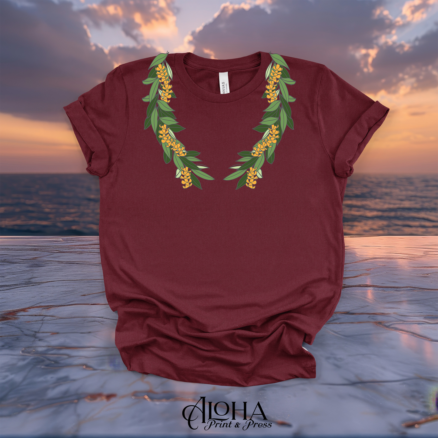 Hawaiian Maile & Puakenikeni Twist Open Lei Graphic Tee