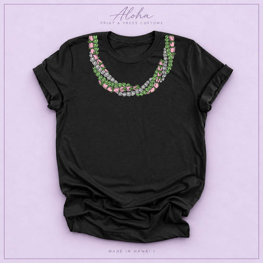Black Pakalana Lokelani and Pikake Lei Shirt
