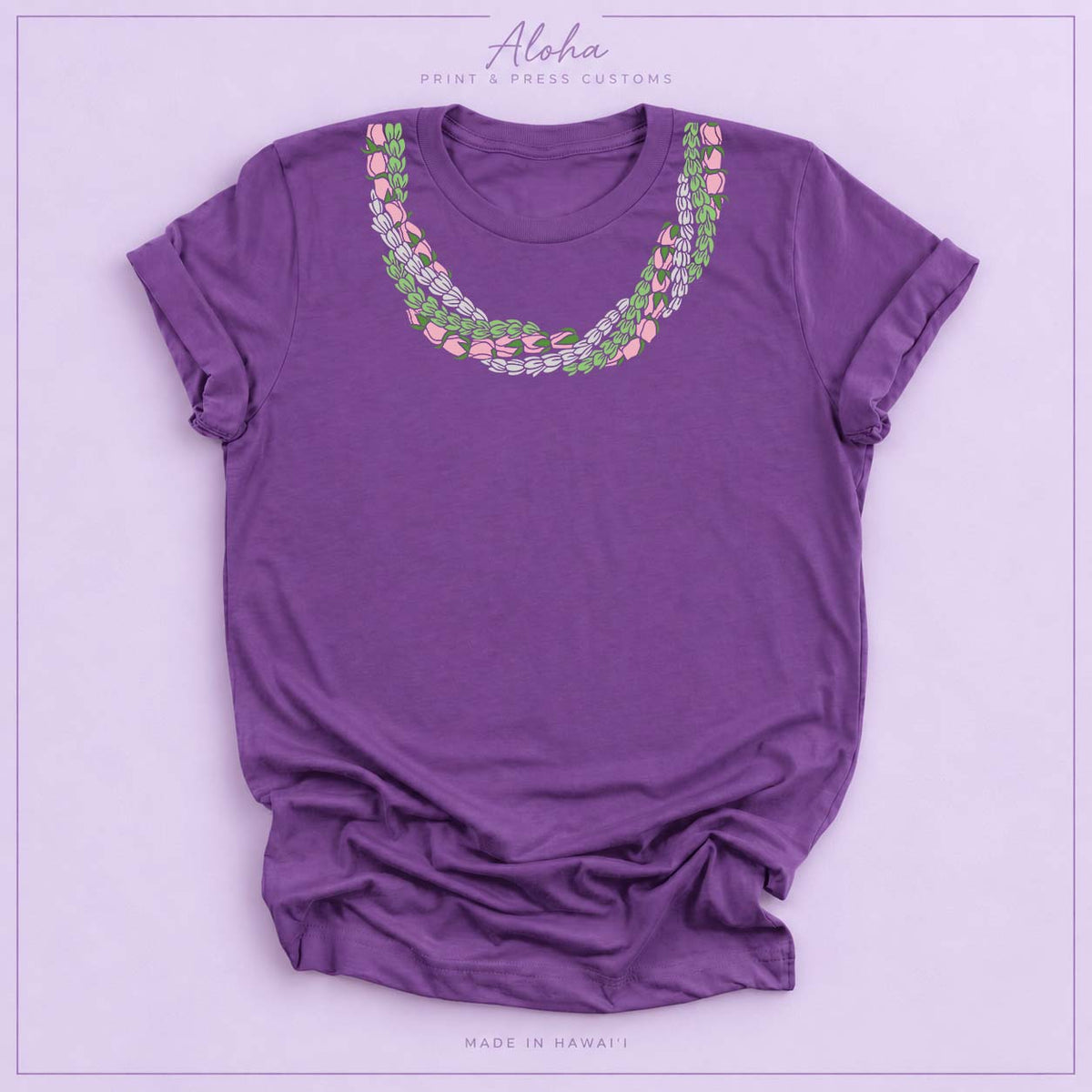 Royal Purple Pakalana Lokelani and Pikake Lei Shirt