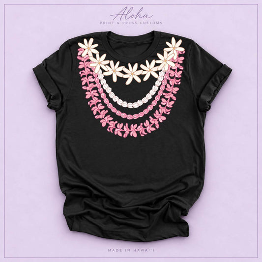 Black Hawaiian Lei T-Shirt – Plumeria & Pikake Floral Tee
