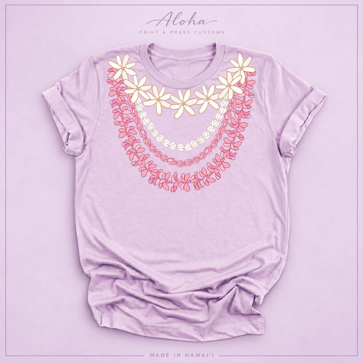 Lilac Hawaiian Lei T-Shirt – Plumeria & Pikake Floral Tee