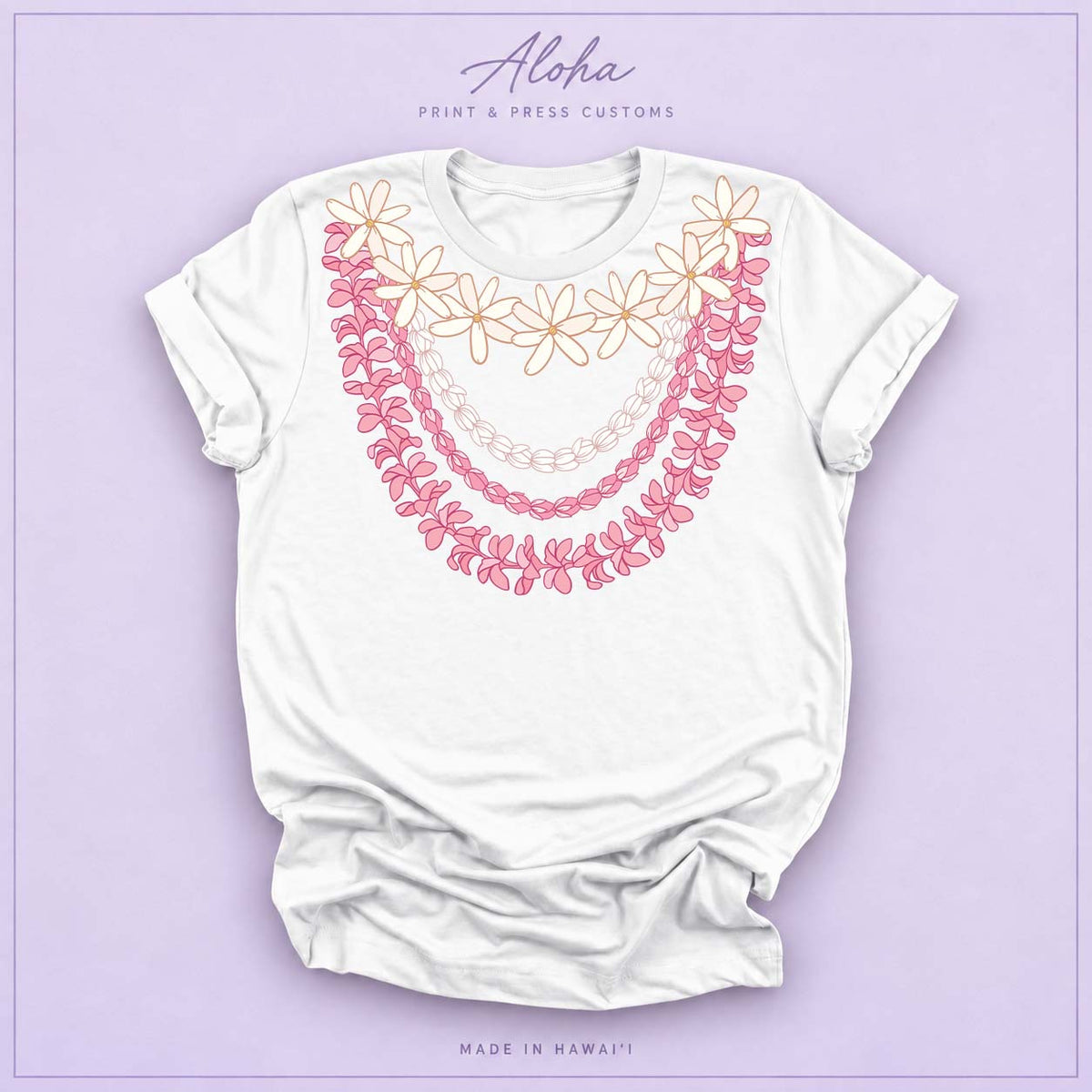 White Hawaiian Lei T-Shirt – Plumeria & Pikake Floral Tee