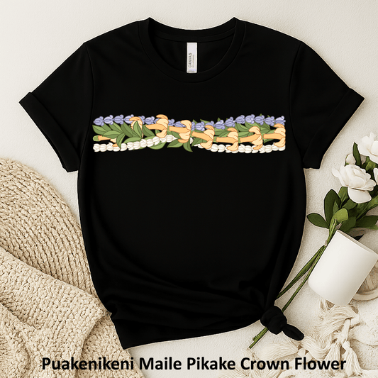 Puakenikeni Maile Pikake Crown Flower T-Shirt | Hawaiian Lei Floral Tee - Imagine With Aloha