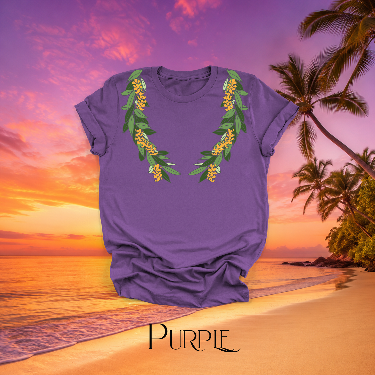 Purple Maile and Puakenikeni Hawaiian lei t-shirt