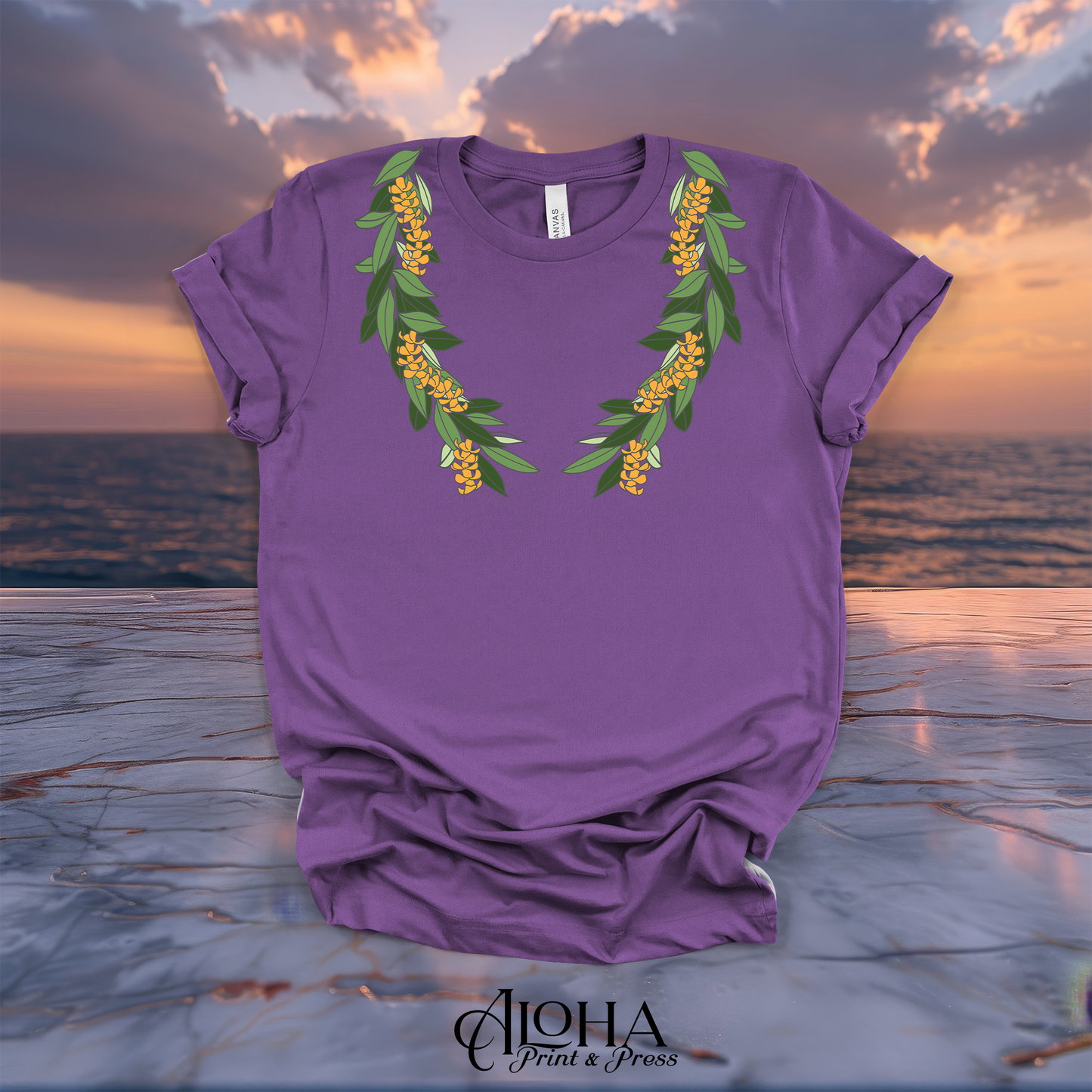 Hawaiian Maile & Puakenikeni Twist Open Lei Graphic Tee