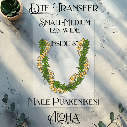 Maile Puakenikeni Hawaiian lei DTF transfer small medium heat press design