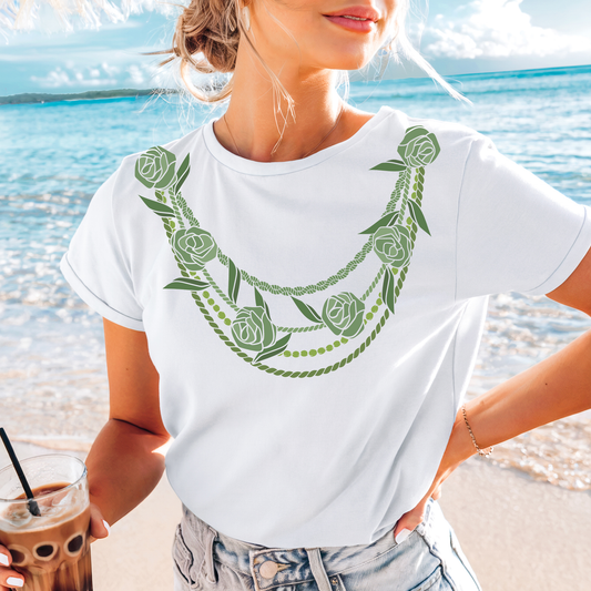 Maile Lei Necklace Shirt – Hawaiian Lei Graphic Tee | Island Style Floral Shirt