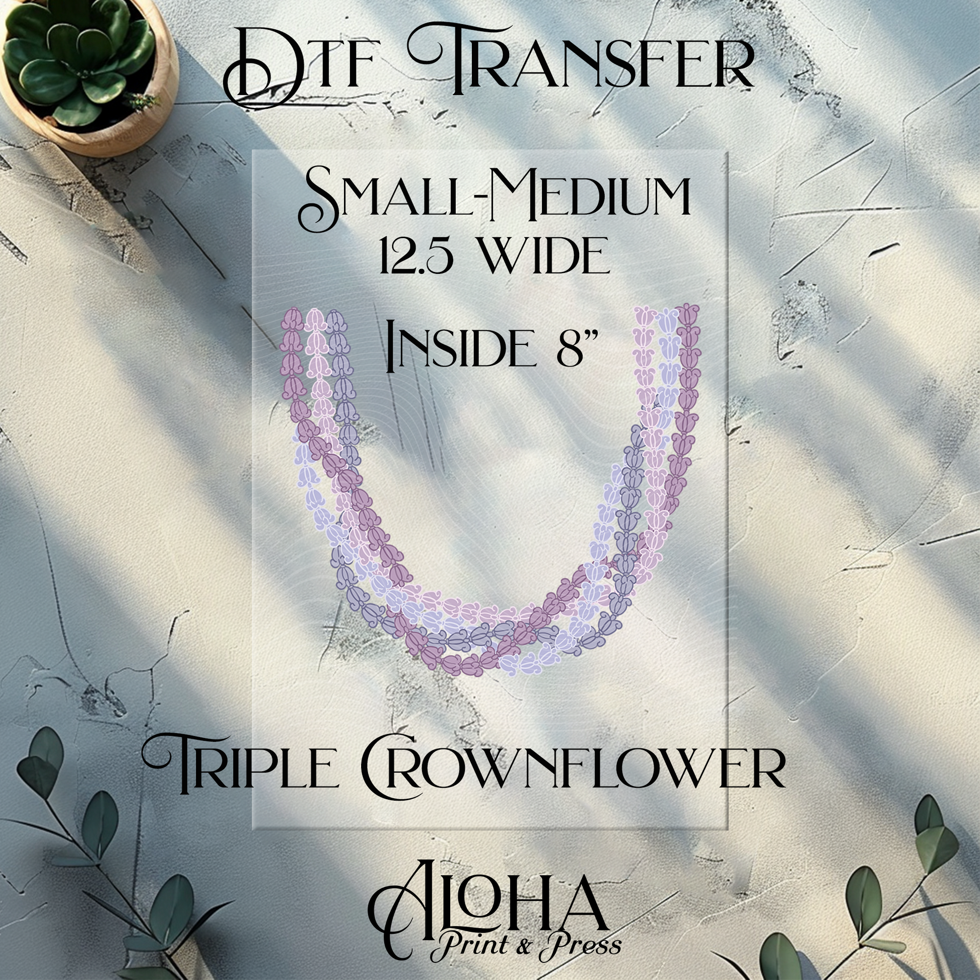 Triple Crownflower DTF transfer small medium Hawaiian lei floral heat transfer design